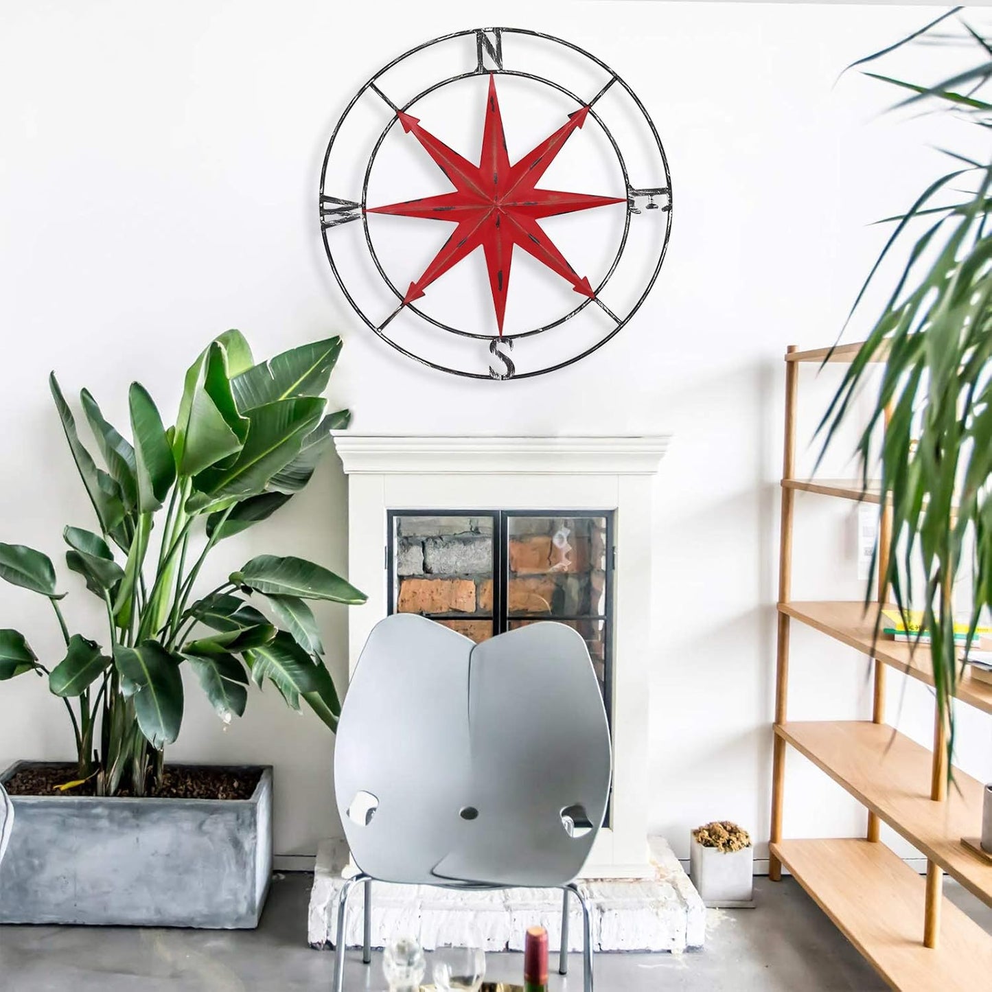 aboxoo Round Metal Compass Decorative Compass Metal Wall Art Hanging Wall Sculpture 11 Inch Diameter Farmhouse Decor Indoor or Outdoor Sign