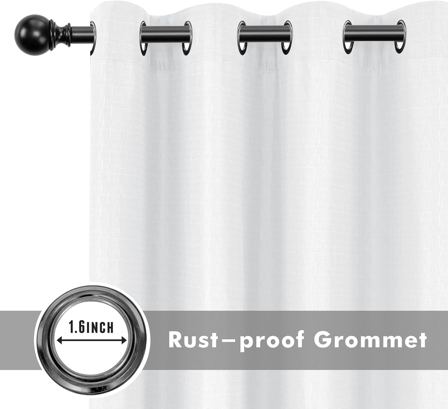 HolidayIdeas 4 Panels Linen Outdoor Curtains for Patio Waterproof White Curtains 84 Inch Length-Outside Curtains Weatherproof, Privacy for Pergola, Porch, Gazebo-54 Wide x 84" Long