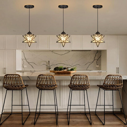 Modern Glass Pendant Lights Dining Room Chandeliers Lighting for Kitchen Island Light Fixture Hanging Light with Warm Light Bulb