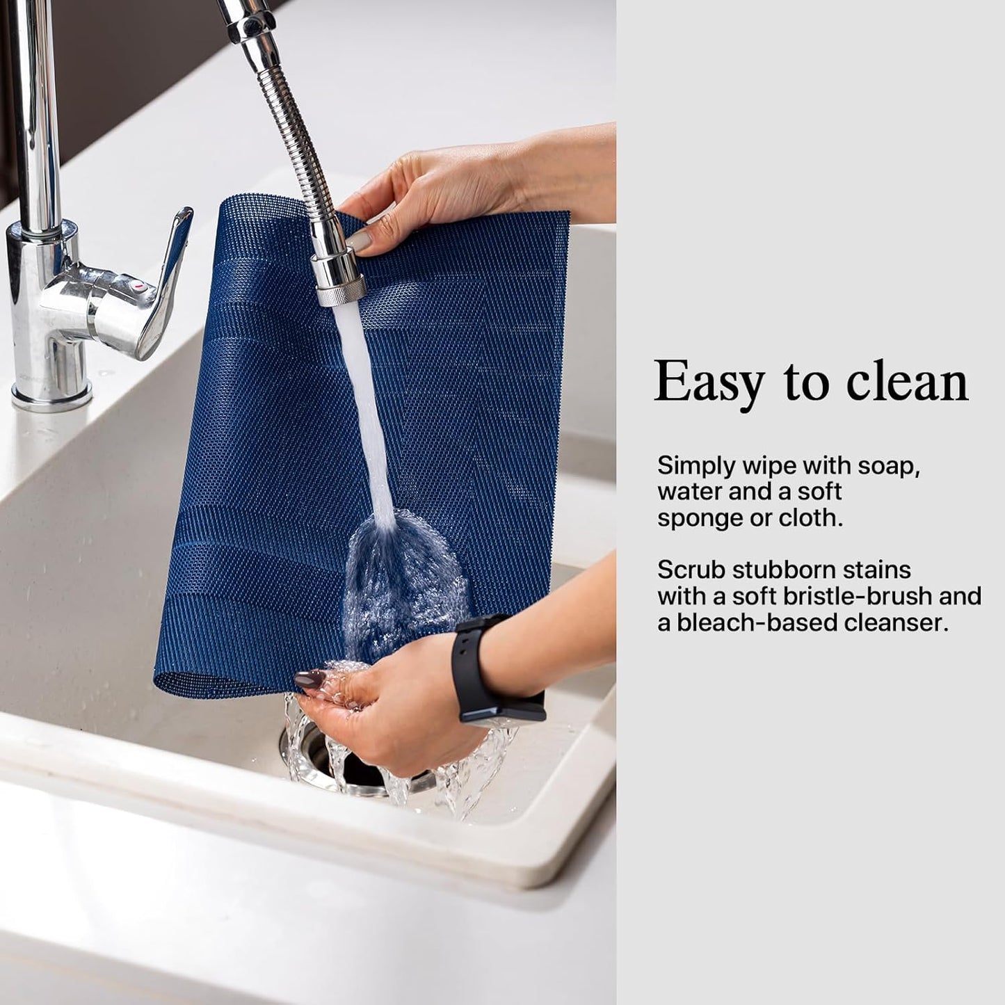 Placemats Set of 8 - Easy Clean Woven Vinyl Placemats for Dining Table, Indoor/Outdoor Place Mats, Washable PVC Table Mats（Navy Cube）