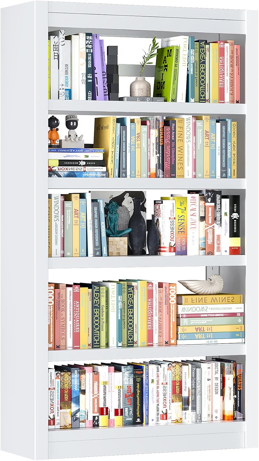 Bookshelf, 5-Tier Sturdy Bookcase, Adjustable Book Shelf, Large Capacity per Shelf, Modern Book Shelf for Living Room, Home Office, Garage, Ideal for Home Organization & Stylish Upgrades