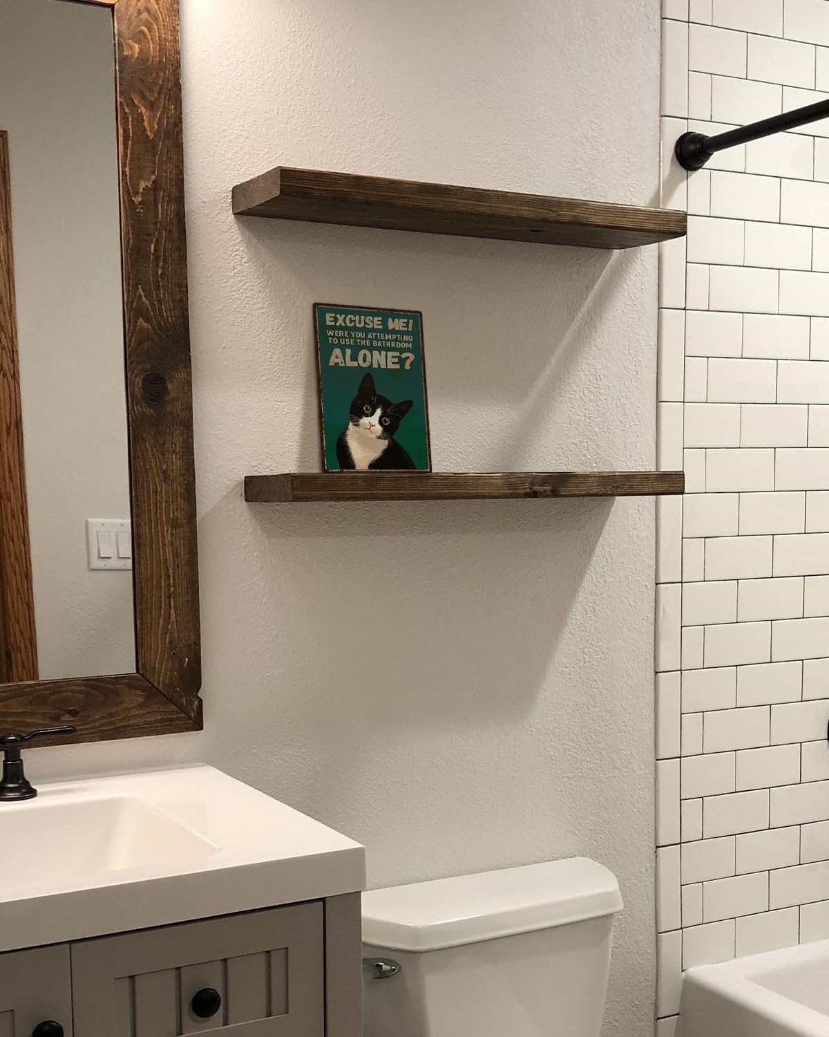 ALKB Funny Tuxedo Cat Metal Signs Black Cat Metal Poster Tuxedo Cat Lover Gift Vintage Bathroom Wall Decor 8 x 12 Inch