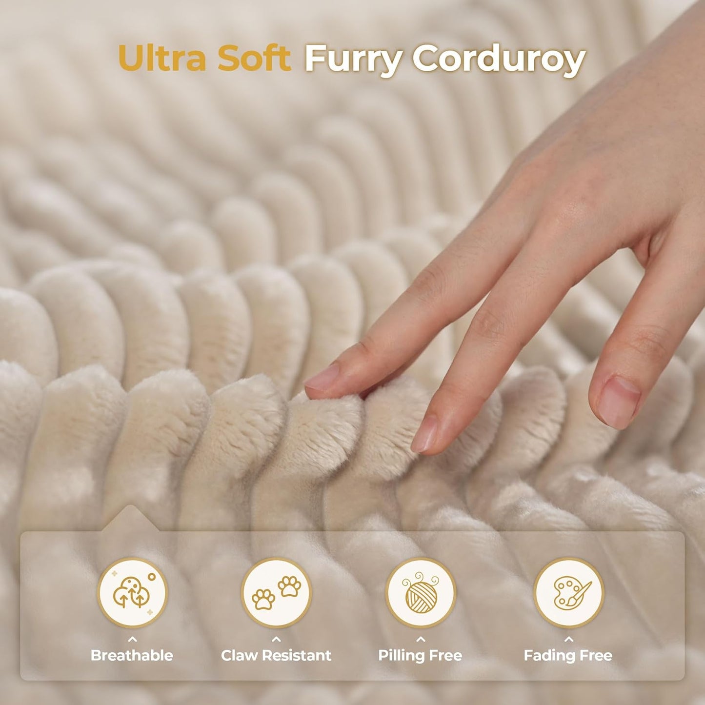 HOOOWOOO Modular Sectional Sofa,7 Pieces Sectional Couches for Living Room,131X98 U Shaped Cloud Couch Set(Beige Velvet Corduroy)