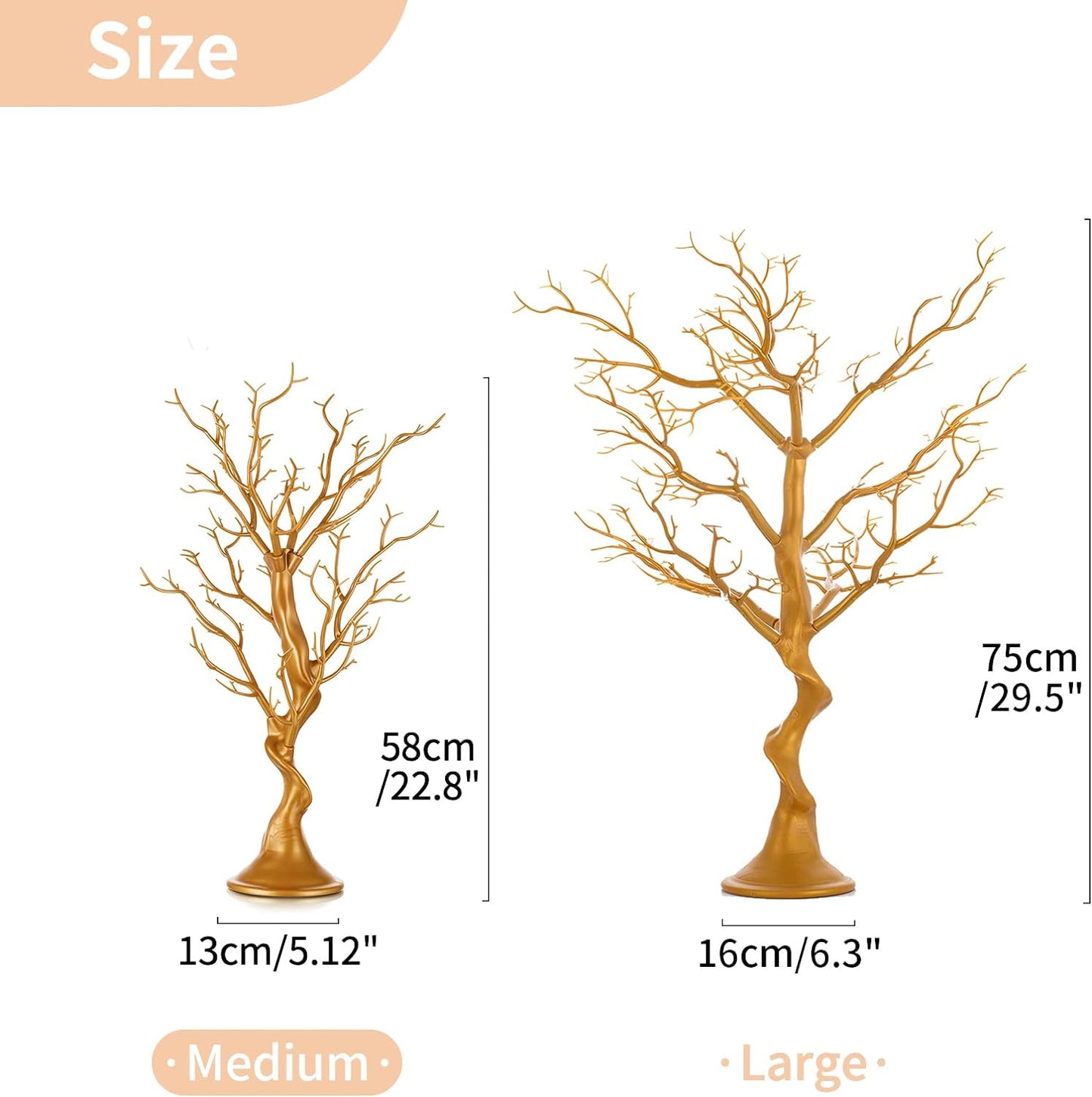 Nuptio Gold Christmas Tree Branch Artificial 22.8 inch Tall Manzanita Tree Centerpiece Wedding Centerpieces for Tables, Decorative Ornament Display Tree Branches for Decoration Weddings (1 Pc)