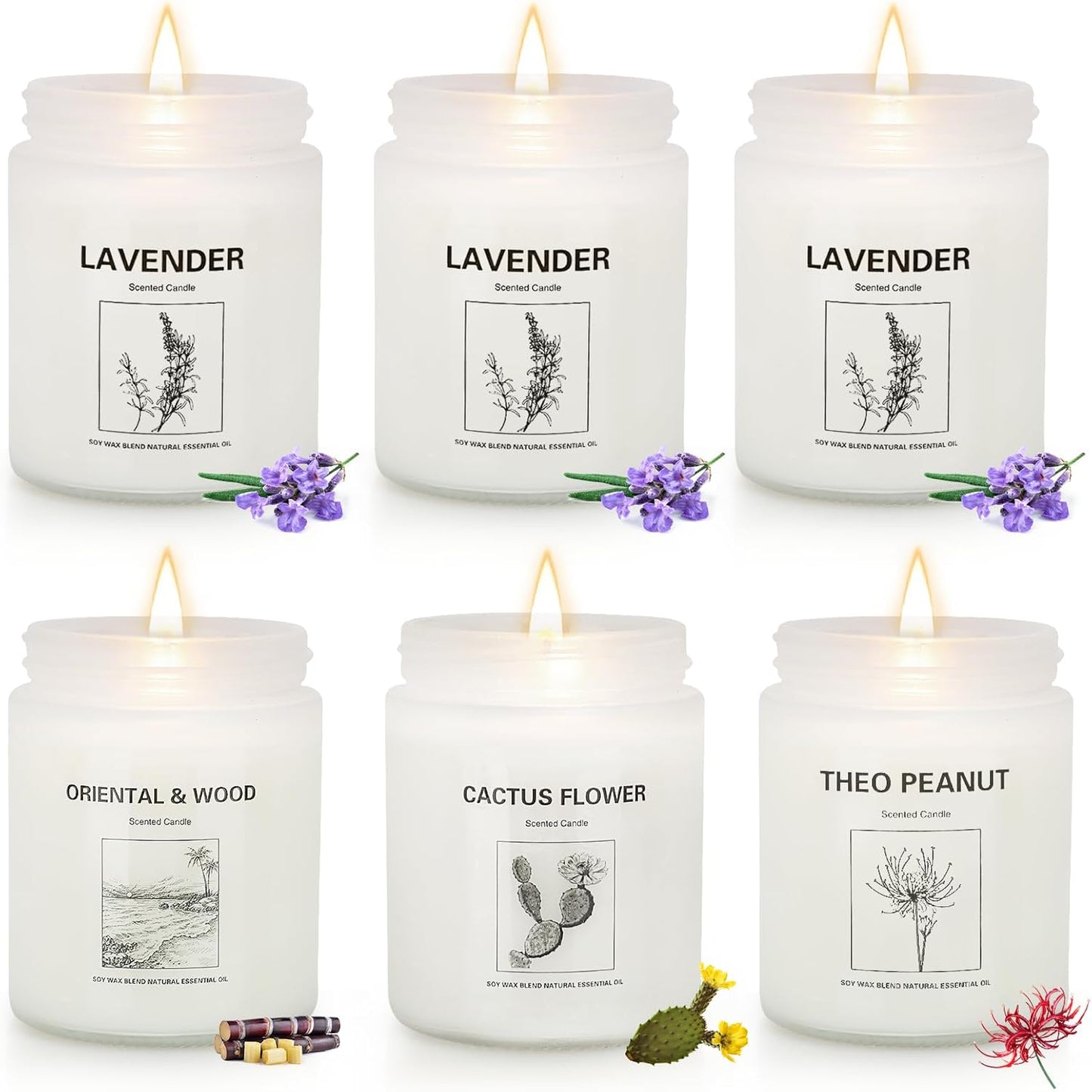 Candles for Home Scented,Lavender Candle Gifts Set,Made with Natural Soy Wax & Essential Oils, 6 Pack 42 Oz Candles Gifts for Women, Ideal for Birthday, Valentine's Day, Thanksgiving