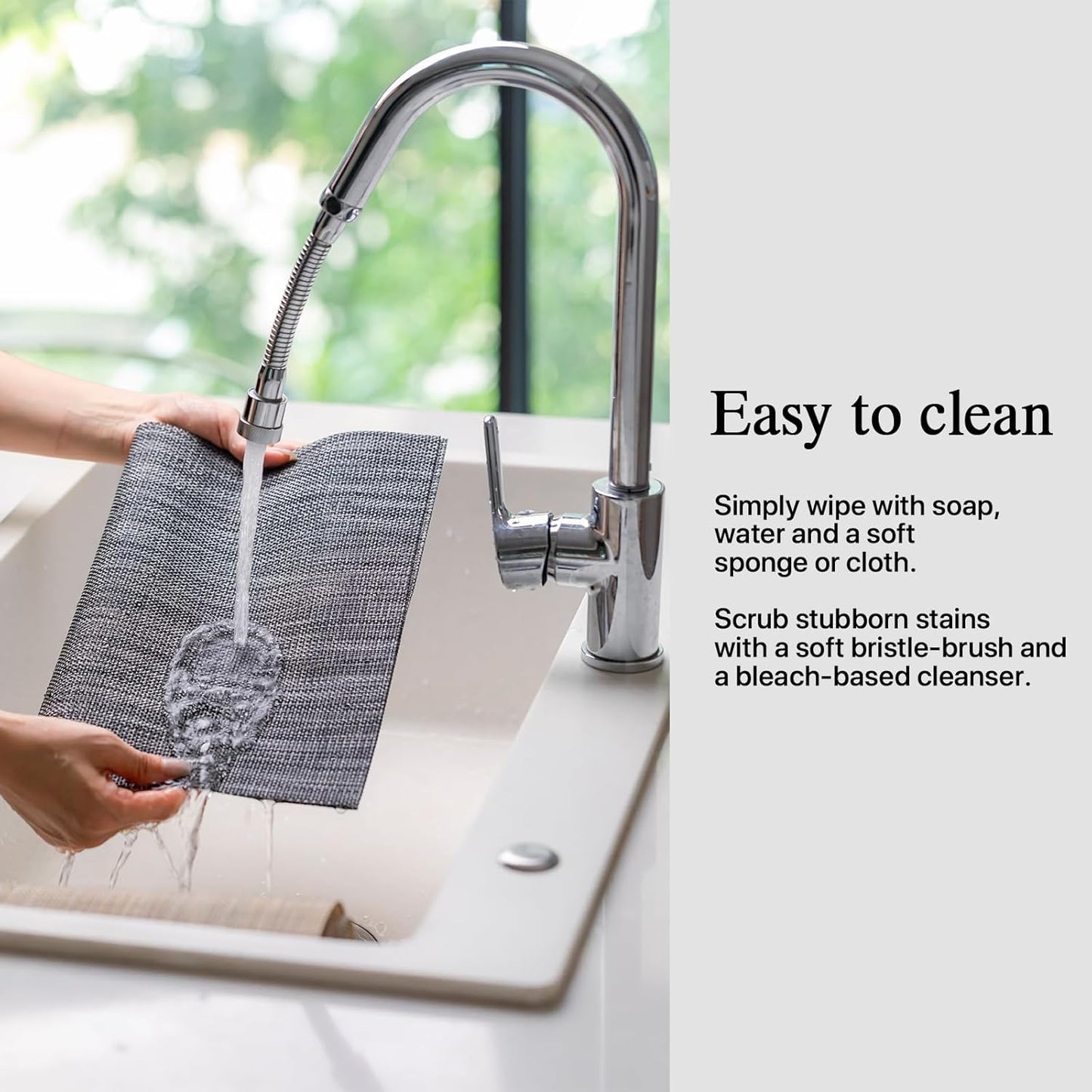 Placemat Set of 4 - Easy Clean Woven Vinyl Placemats for Dining Table, Indoor/Outdoor Place Mats, Washable PVC Table Mats（Dark Gray）