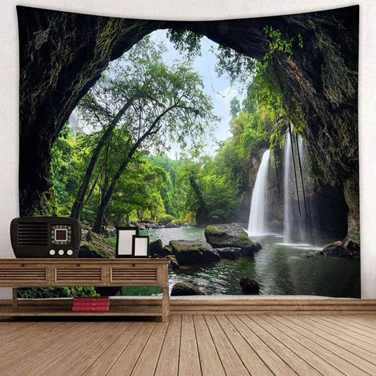 Llamazing Forest Landscape Tapestry for Home Decor - Living Room Bedroom Decoration Magic Curtain (Waterfall, 60''L51''W)