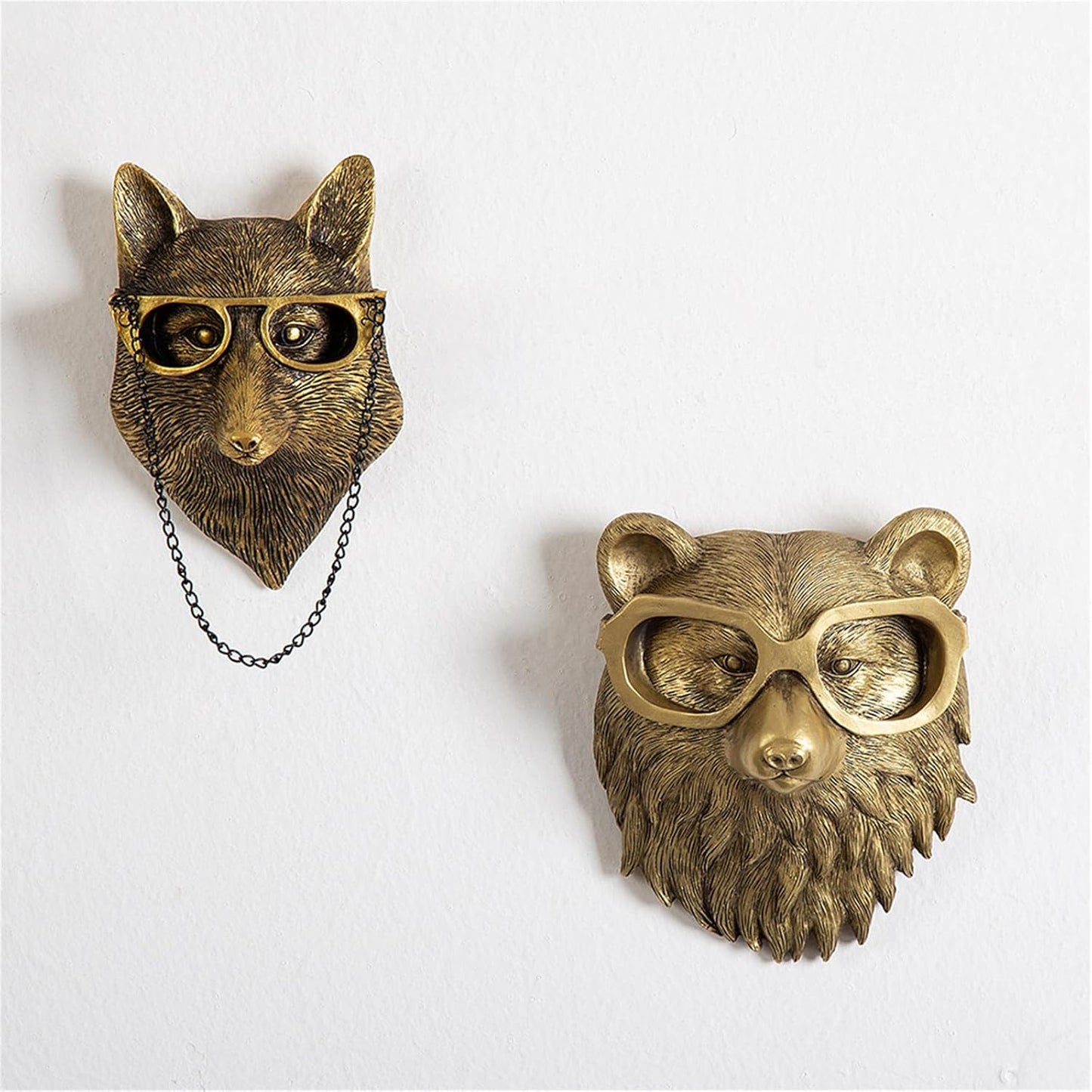 GUASDIE Animal Heads Wall Decor, Gold Vintage Decor Sculpture Resin Animal Head Wall Hanging Unique Art for Living Room, Bedroom, Kitchen, Gift, Home Decor, Bear