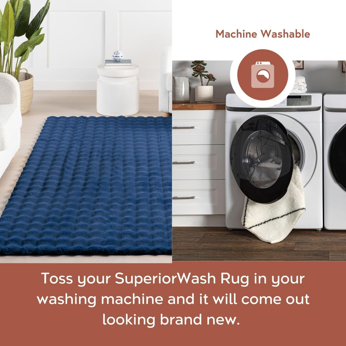 nuLOOM Jeni Checkered 5x8 Machine Washable Area Rug for Living Room Bedroom Dining Room Kitchen, Navy