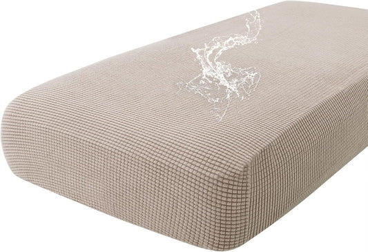hyha Waterproof Couch Cushion Covers for Pets, Non Slip Sofa Seat Cover for Dogs Washable, Soft Thick Stretch Jacquard Fabric, Sofa Slipcovers with Elastic Bottom (1 Piece for Large, Taupe)