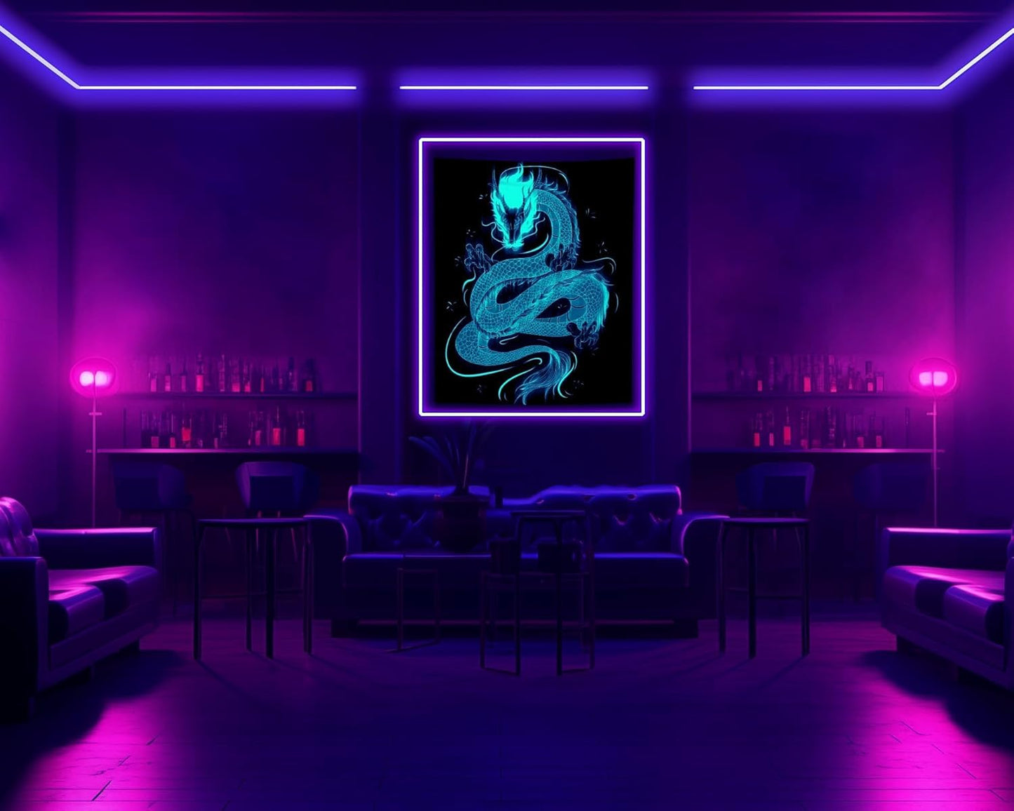 QGHOT Blacklight Dragon Tapestry Wall Hanging Cool Japanese Black Light Glow in the Dark Dragon Backdrop Uv Viking Tapestry for Boys Bedroom Mens Room Wall Deocr 80"x60"