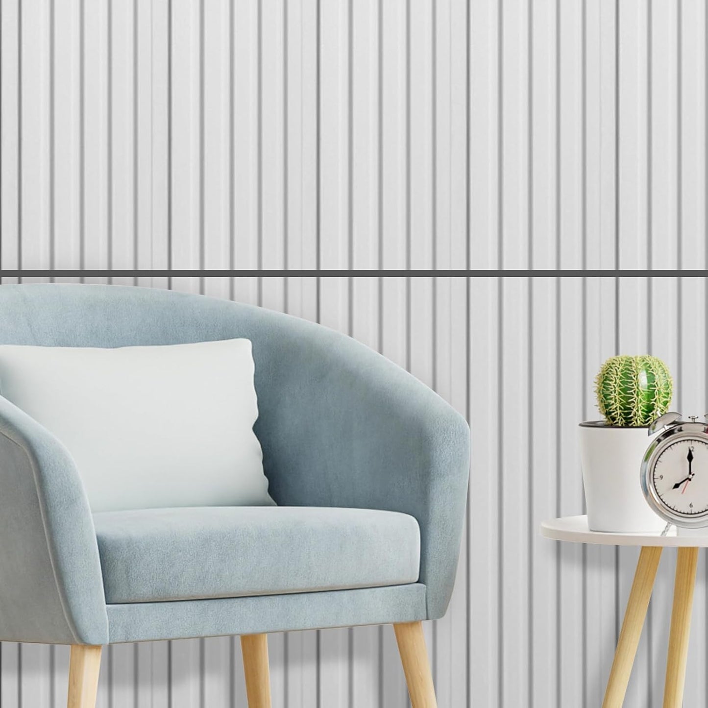 Art3d WPC Wainscoting Panels, 16-Pack 48 x 6 Inch 3D Wall Accents for Interior Wall Decor, Living Room, Bedroom, White