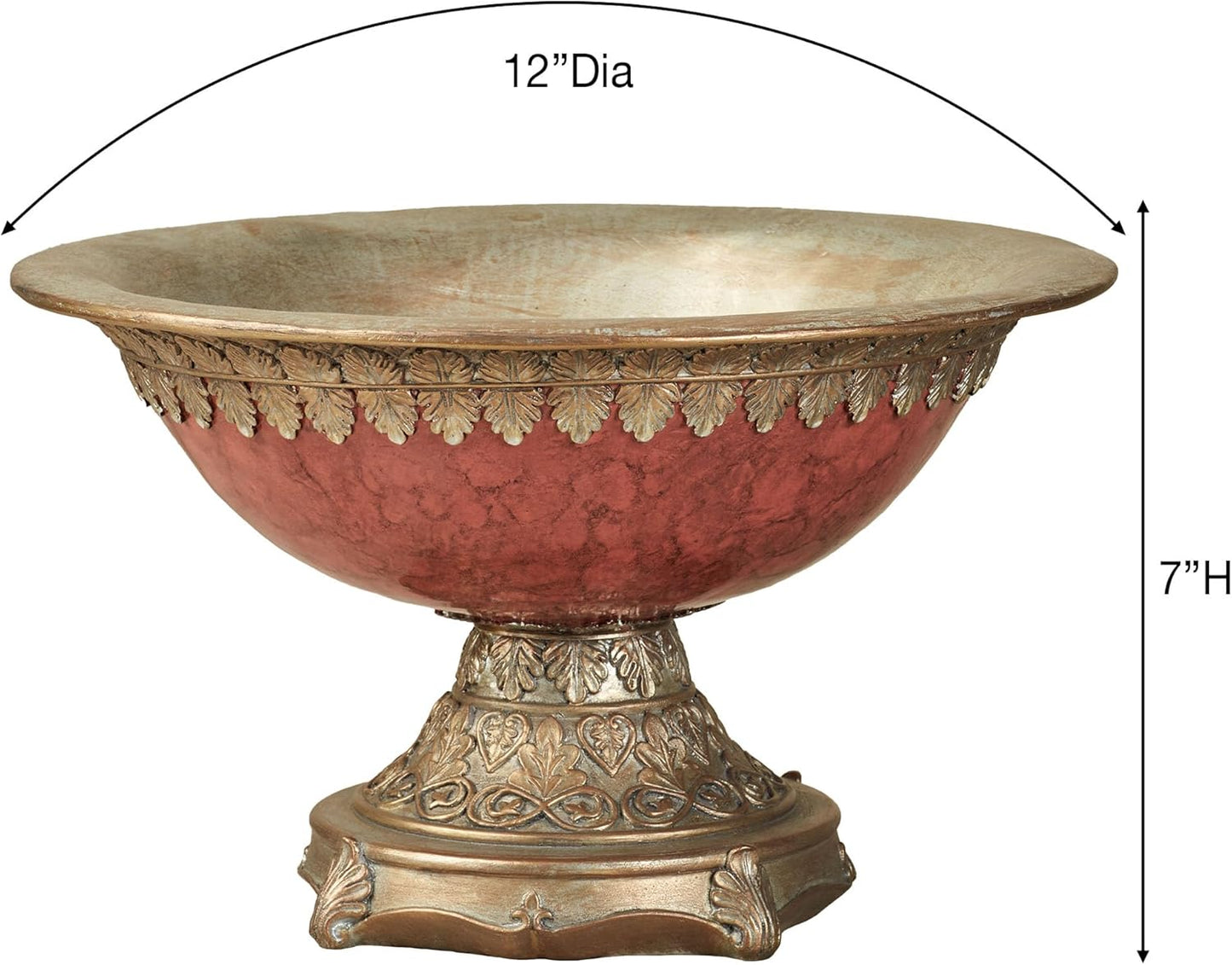 Touch of Class Cambria Cinnabar Marbled Traditional Centerpiece Pedestal Bowl Table Decoration Centerpiece Bowl Only