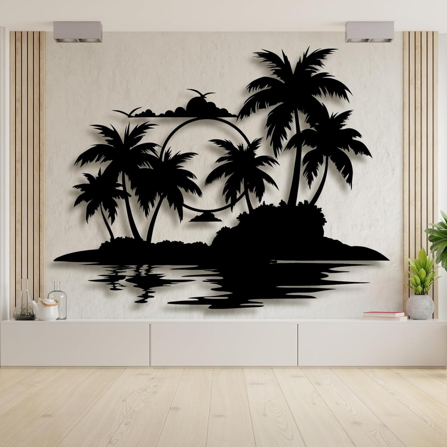 Palm Tree Metal Wall Decor,Palm Tree Metal Wall Art,Metal Palm Tree,Metal Palm Tree Wall Decor,Tropical Metal Wall Art,Beach Wall Decort,Metal Wall Decor (style 2,black,24 L" x 19 W" / 60 x 47 cm)