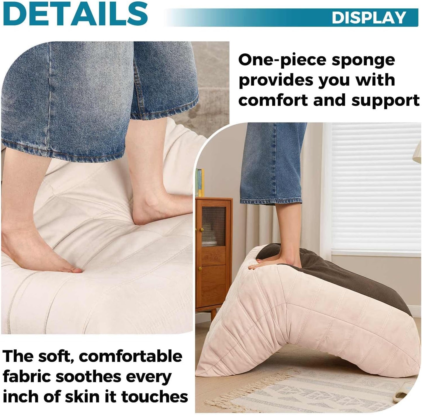 Modern Living Room Chair, Big Bean Bag Adult Floor Sofa, Togo Recliner Memory Foam Lazy Couch Suitable Balcony for Fireside Chair (Apricot Color)