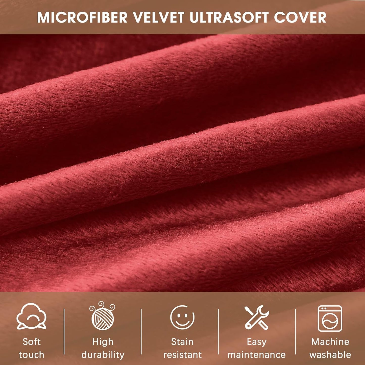 Bean Bag Chairs for Adults - Memory Foam Furniture BeanBag Chair - Kids/Teens Sofa with Soft Micro Fiber Cover - Round Fluffy Couch for Living Room Bedroom College Dorm - 3 ft, Red