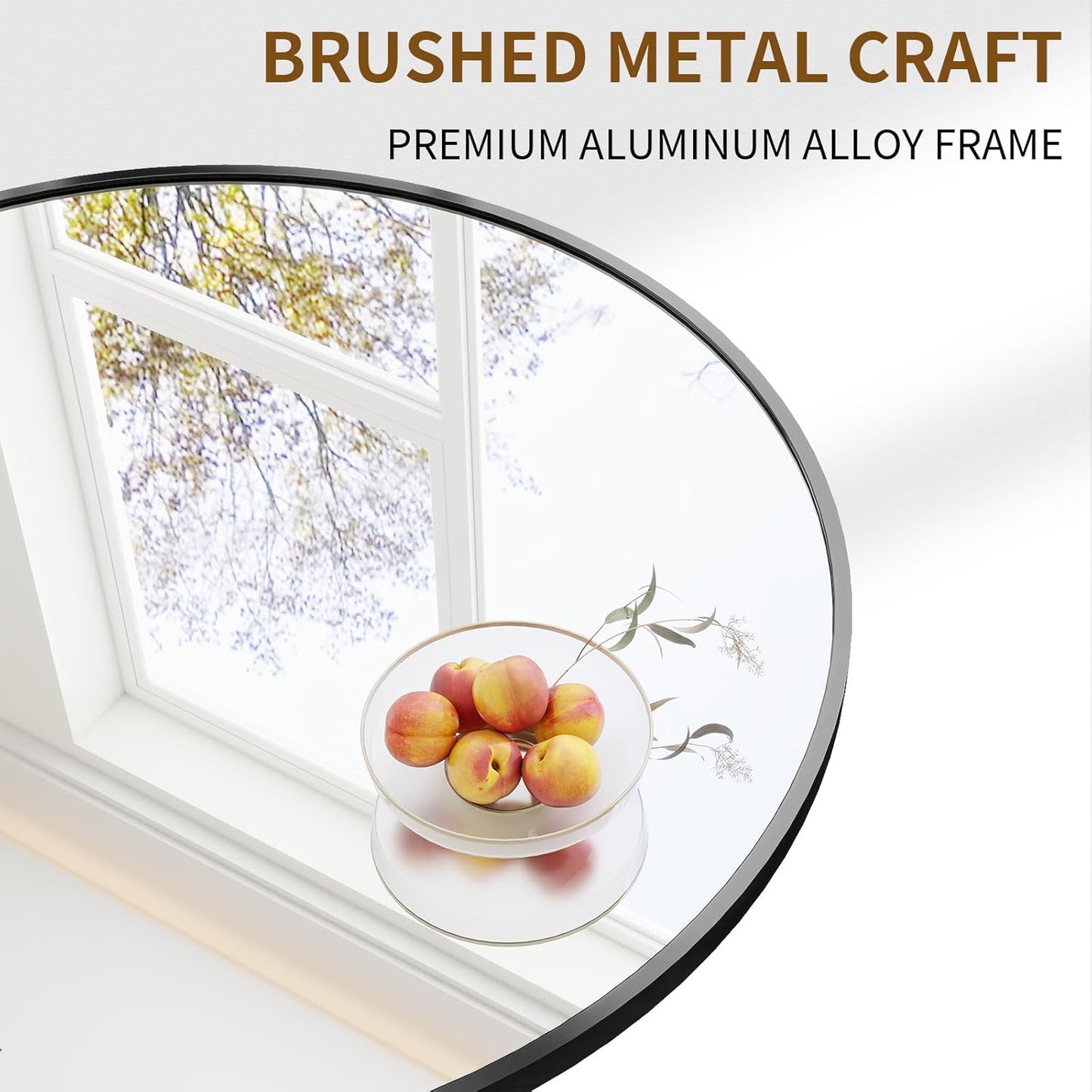 BEAUTYPEAK 48 Inch Round Mirror, Metal Frame Circle Mirror, Wall Mounted for Entryway, Bathroom, Vanity, Living Room, Black