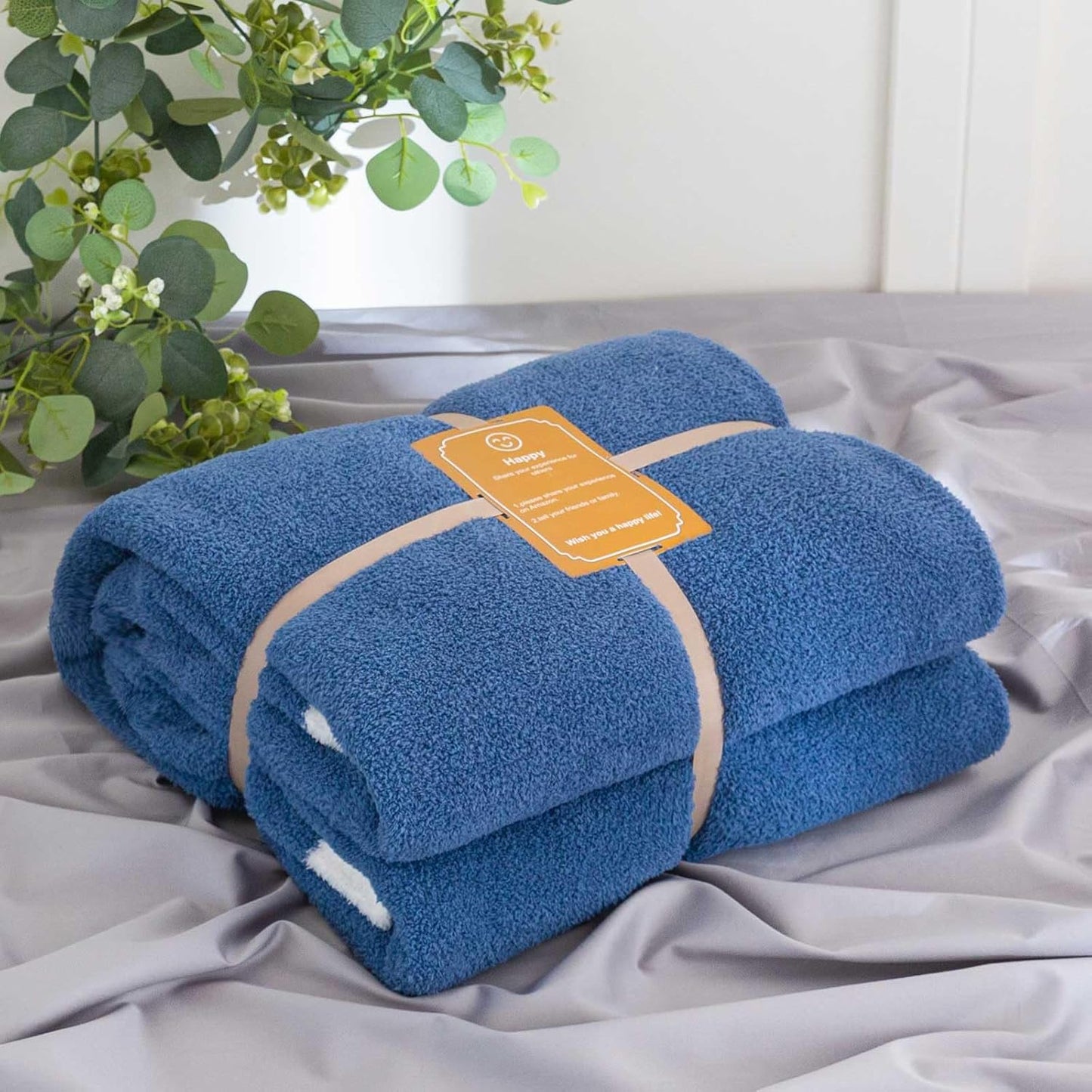 Soft Fuzzy Throw Blanket - Blue Cozy Warm Knit Fluffy Plush, Lightweight & Breathable, Throw for Bed, Chair, Sofa, Couch, Outdoor, 60"X80", Oeko-TEX Certified