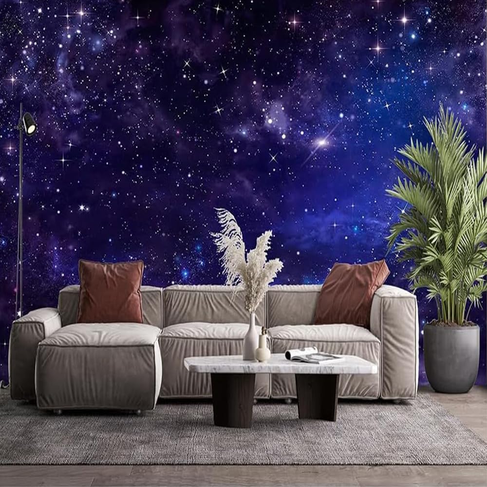 Custom Galaxy Space Wall Mural Starry 3D Wallpaper Night Sky Murals Outer Space Murals Bedroom Living Room Wallpaper