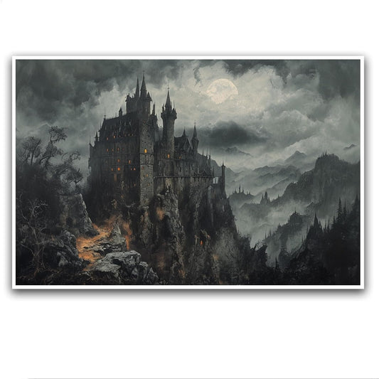 JFHCQJPK Vintage Castle Poster Dark Academy Victorian Gothic Castle Wall Art Poster Moody Mystical Art Print Suitable for Home Living Room Bedroom8x12in Frameless