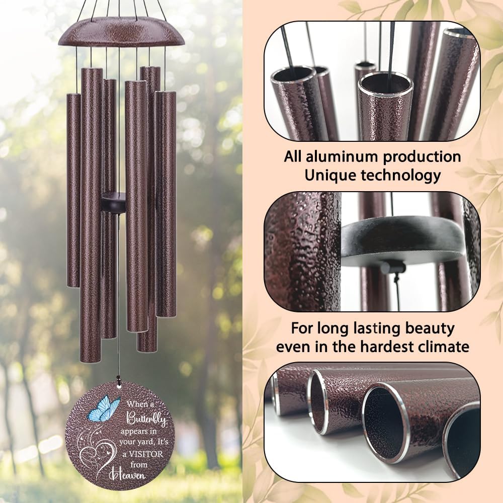 Sympathy Wind Chimes, Personalized Butterfly Wind Chimes for Loss of Loved One, Commemorative Sympathy Gifts for Funeral, in Memory of Dad/Mom/Husband/Wife