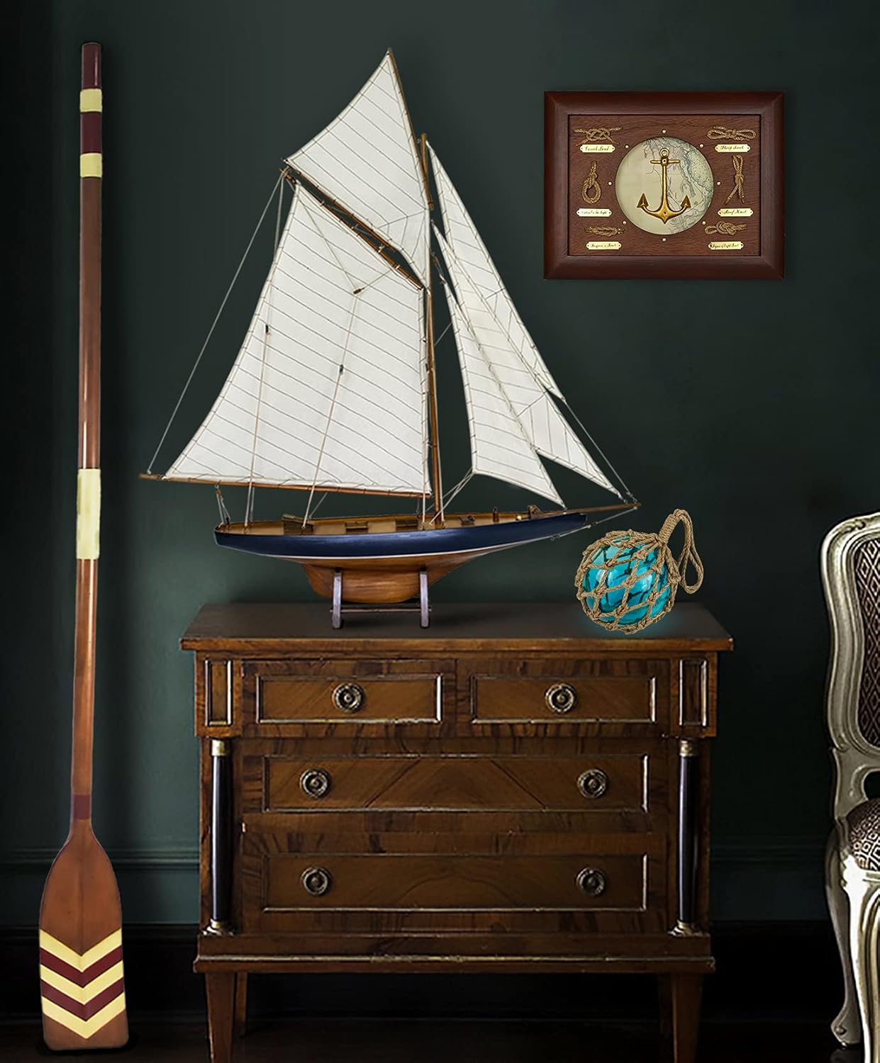 SAILINGSTORY Nautical Wall Decor Knot Board Frame Maritime Decor Coastal Anchor Decor