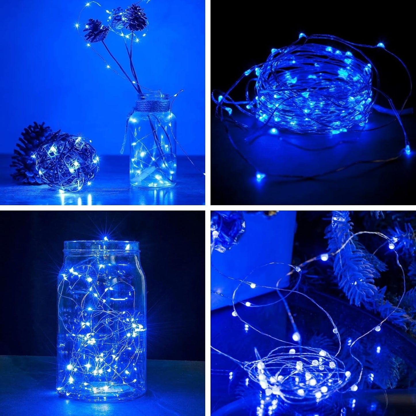 3 Pack Fairy Lights Battery Operated with Remote Control Timer, 26 FT 80 LED String Lights Outdoor Indoor Decoration, 8 Modes Twinkle Lights for Christmas Party Wedding Birthday Bedroom Décor (Blue)