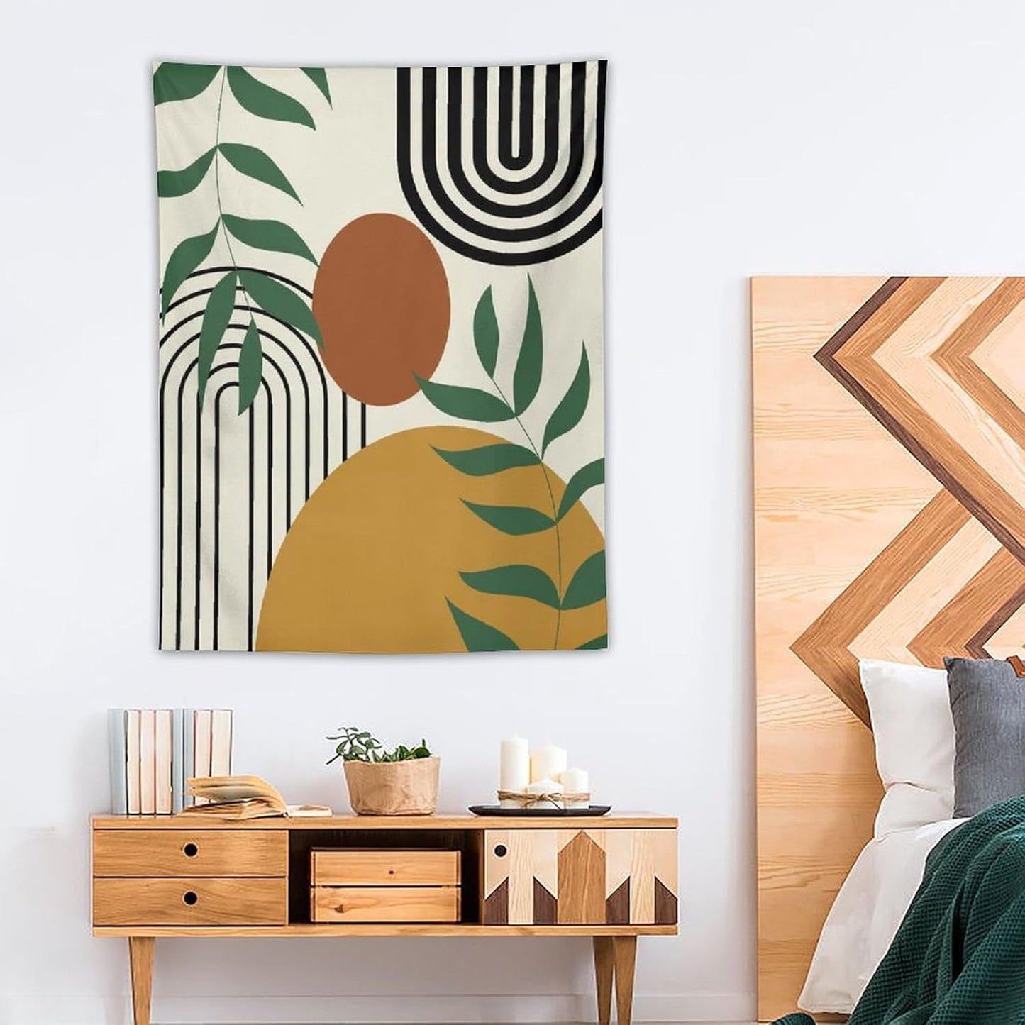 ICMOLYYENLO Boho Plant Aesthetic Tapestry, Abstract Medieval Arch Sun Home Aesthetic Wall Hanging For Bedroom Living Room Dormitory Tapestry 60x60 Inches