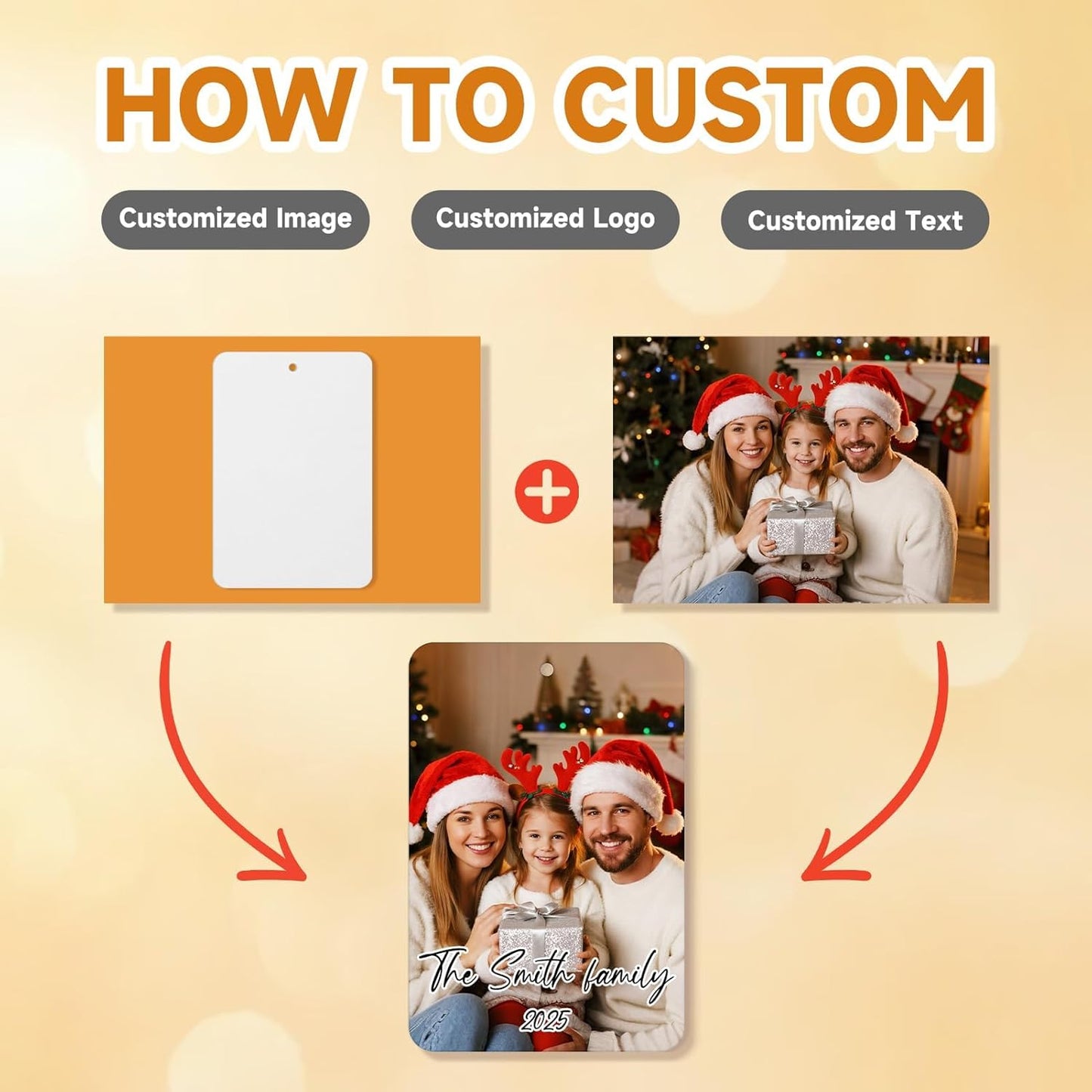 Personalized Christmas Ornaments 2025, Custom Air Fresheners with Picture, Personalized Air Freshener Ornaments Keepsake Gift for Christmas Tree Decorations, Baby Shower, Engagement, Wedding, Birthday