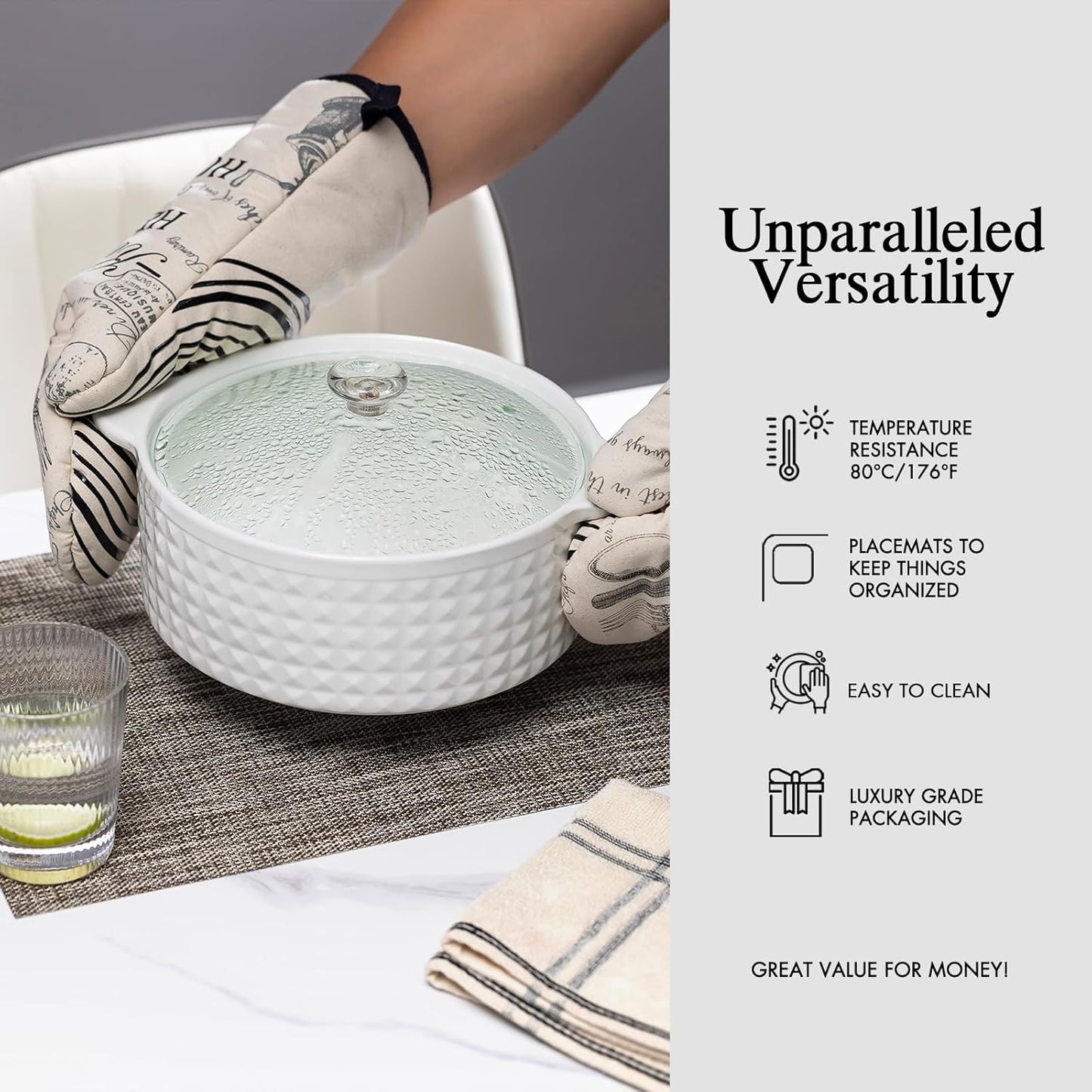 Placemats Set of 4 - Easy Clean Woven Vinyl Placemats for Dining Table, Indoor/Outdoor Place Mats, Washable PVC Table Mats（Cappuccino）