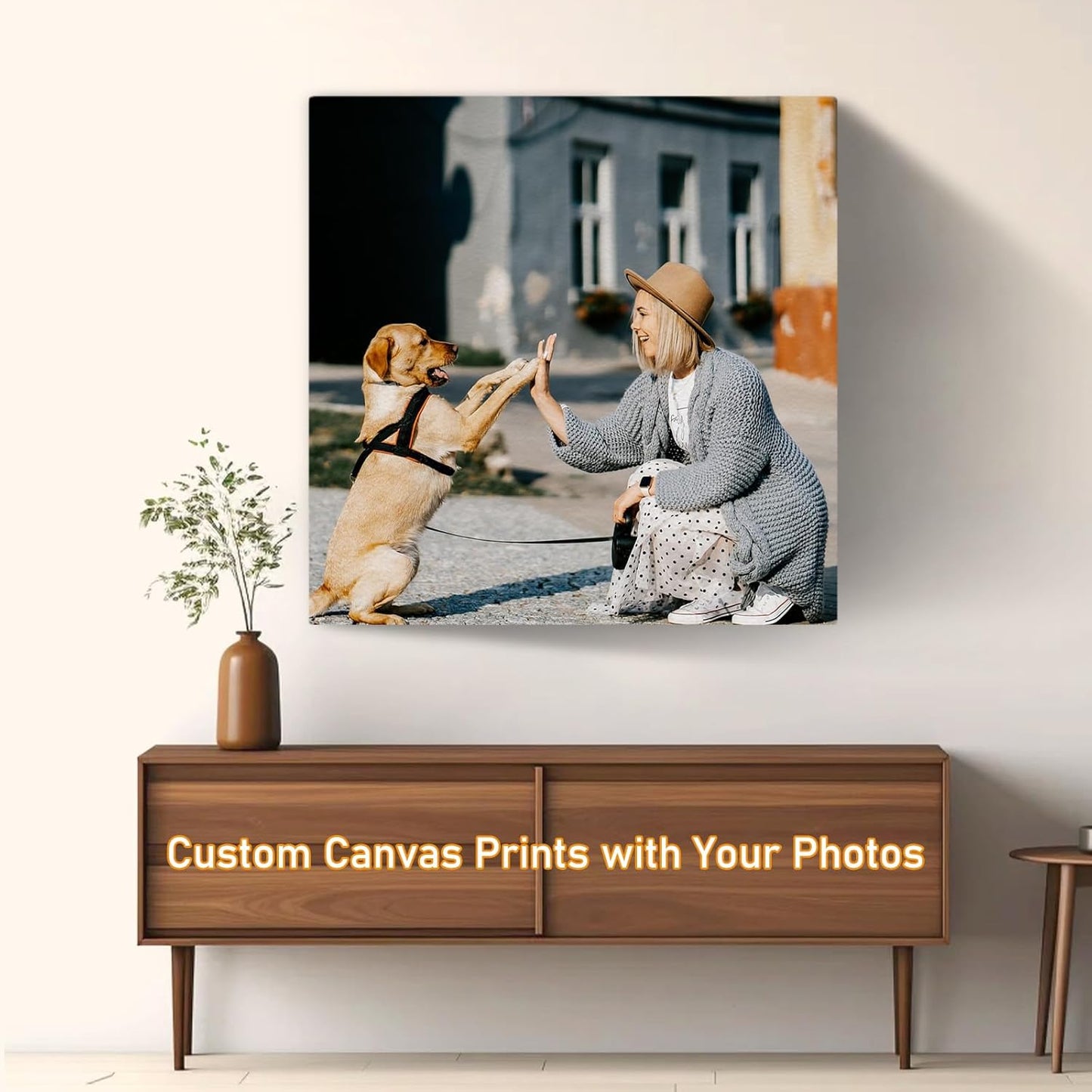 xzartdiy Custom Canvas Prints with Your Photos - Personalized Picture Print Customized Gifts for Family Home Office Wall Art Decor, Wrapped Canvas 20x20inch