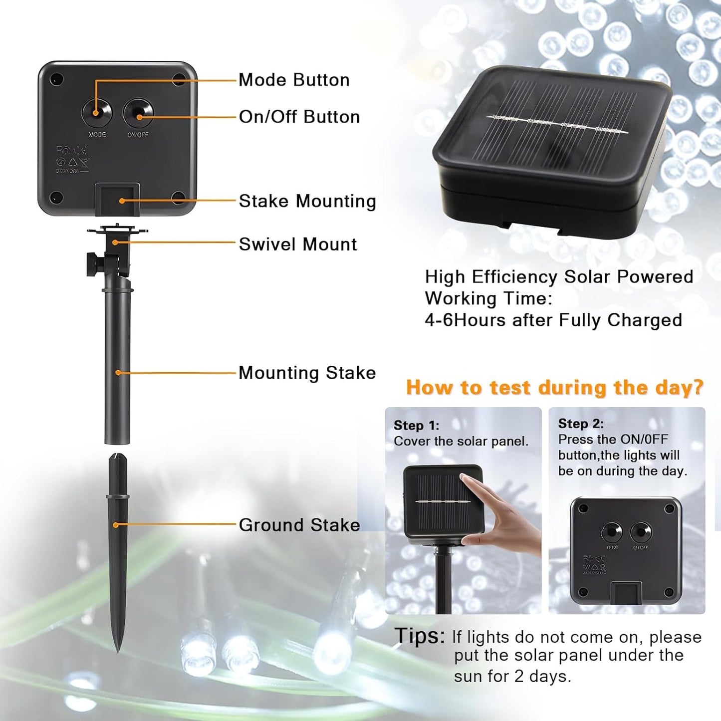 2 Pack Solar String Lights Outdoor, 200 LED Extra-Long 78Ft Solar Lights Outdoor with 8 Lighting Modes, IP65 Waterproof for Garden, Patio, Xmas, Balcony, Tree, Wedding, Party Decor (White)