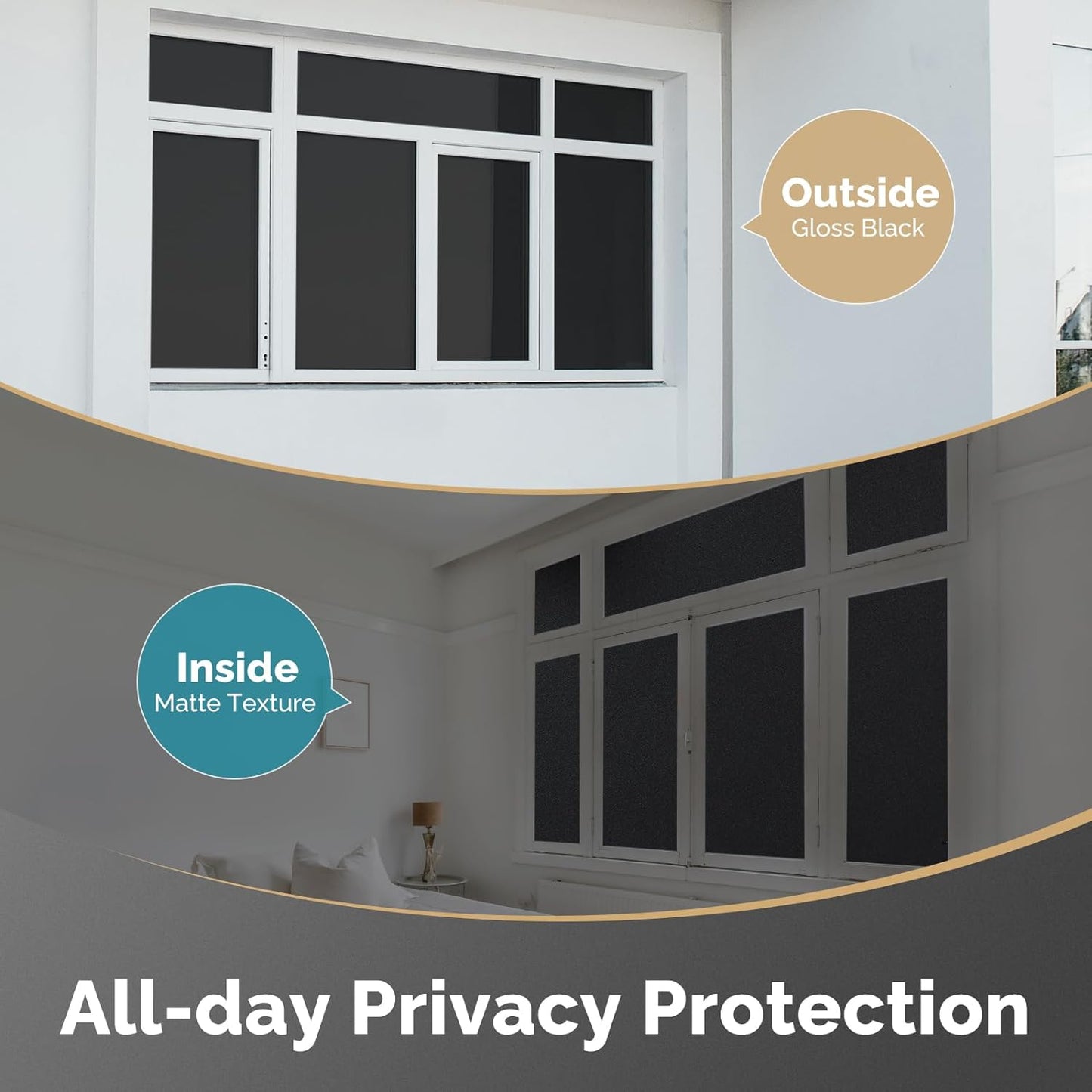 DOWELL Blackout Window Film, 100% Light Sun Blocking Static Cling Frosted Privacy Film for Glass, Heat Control Removable Window Tint, Room Darkening Cover for Day Sleep, Black, 17.5" x 78.7"