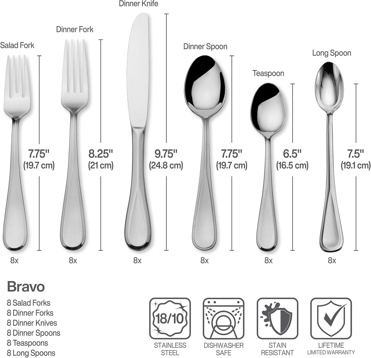 Mikasa Bravo Flatware Service for 8 with caddy, 18/10 Stainless Steel, Silverware Set with Serving Utensils and Expandable Caddy, 52 Piece