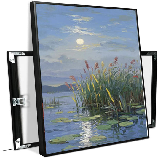 Landscape poster artwork art poster natural landscape painting reed marsh under the moonlight suitable for living room bedroom home wall