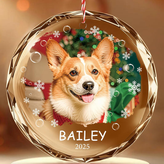 Bemaystar Personalized Dog Cat Ornaments with Photo Text - Dog Ornaments for Christmas Tree, Custom Pet Ornament, Puppy 1st Xmas Gifts, Personalized Gifts for Christmas for Pet Lovers