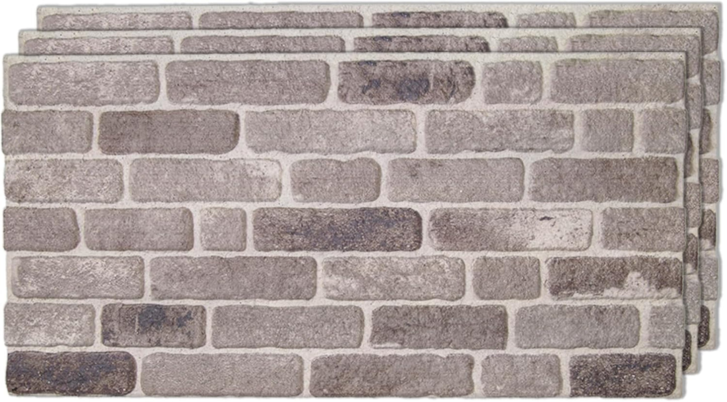 IZODEKOR 3D Wall Panels Brick Effect - Cladding, Stone Look, Styrofoam Facing for Living Room, Kitchen, Bathroom, Balcony, Bedroom, Back of Counter | Path of Gray (3 x Panels) - Covers 53 sq ft