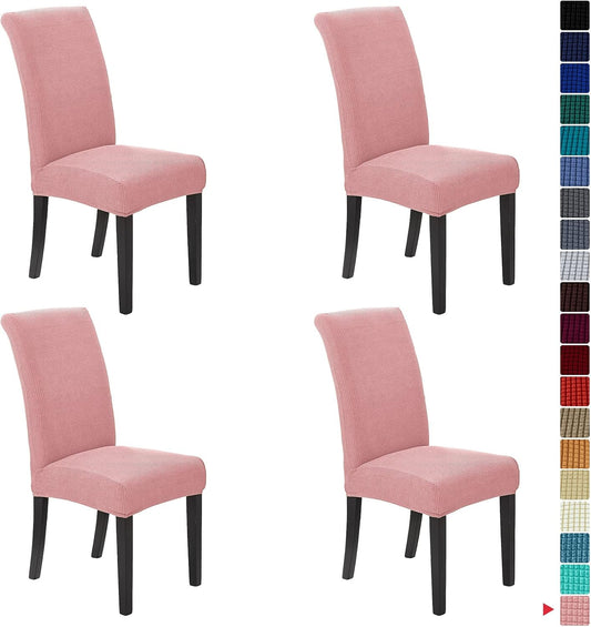 Howhic Stretch Chair Covers for Dining Room Set of 4, Removable Washable Dining Room Chair Covers, Dining Chair Slipcovers Seat Protector, Great for Home Decor and Banquet (Dusty Pink, 4 Pack)