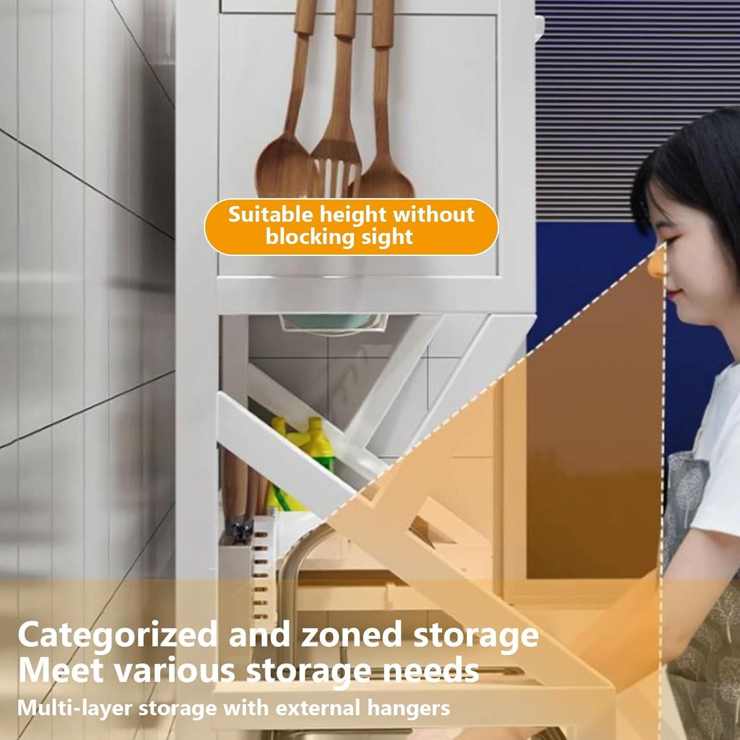 Kitchen sink rack dishwashing sink countertop dustproof cupboard storage multifunctional tableware storage drain rack double layer,KeepKitchen Sink Shlef Organized Space-Saving(Black,105cm/41.3in)