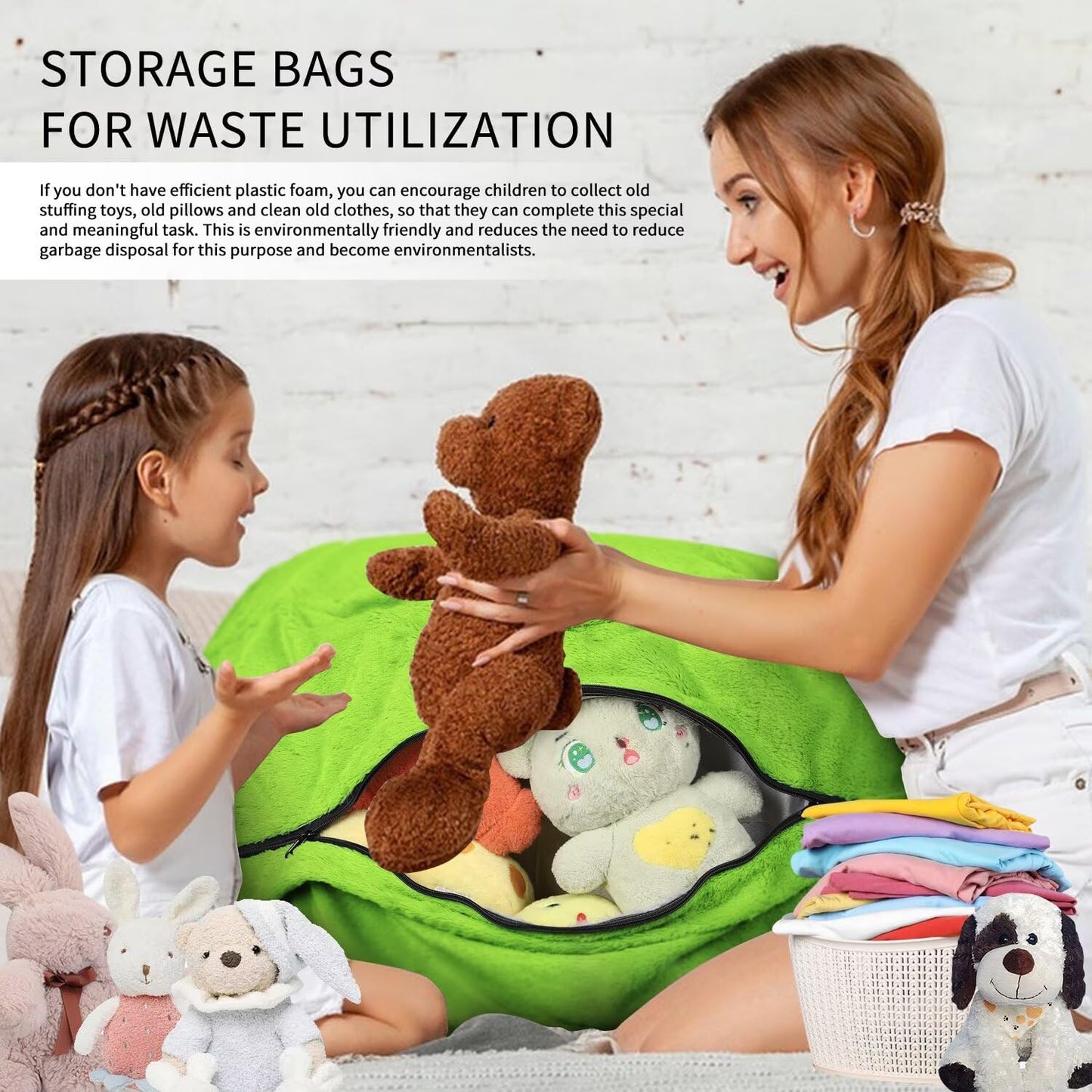 Bean Bag Chair for Adults 6FT,Soft Removable Cover for Teens/Girls Bedroom,Fluffy Giant Round Floor Beanbag Lounger Chairs (No Filler,Green)