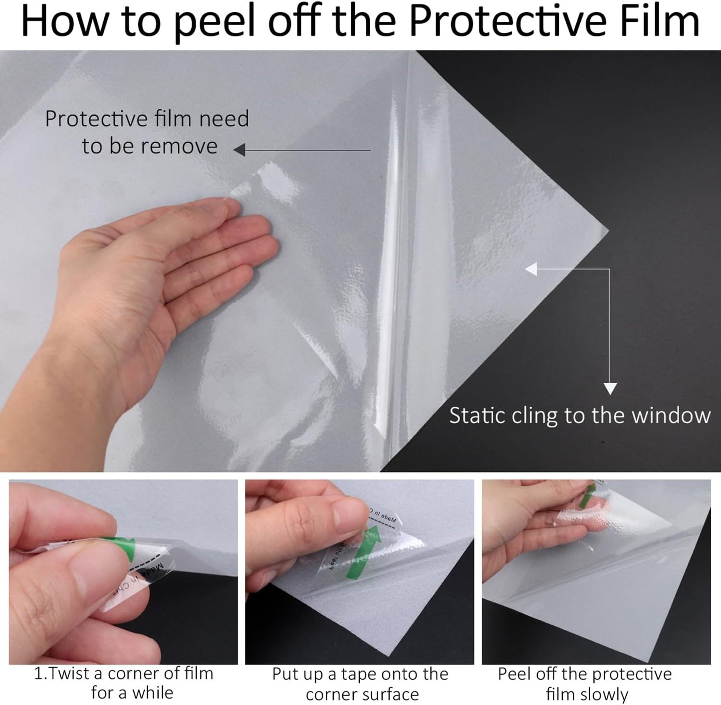 HIDBEA Frosted Window Privacy Film Heat Control UV Blocking, Static Cling Non-Adhesive Reusable Door coverings for Bathroom Home Office (White Frosted 11.8 Inch x 6.5 Feet)