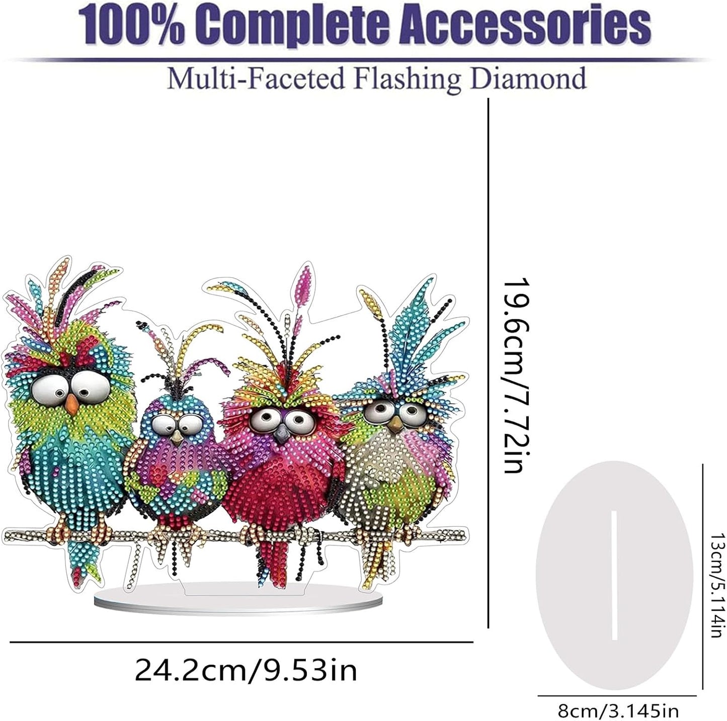 Diamond Painting Kits for Adults Beginners, 5D Full Drill Birds Crystal Art Desktop Ornament, DIY Single Sided Home Office Desk Decor, Creative Craft Gift Set with Tools