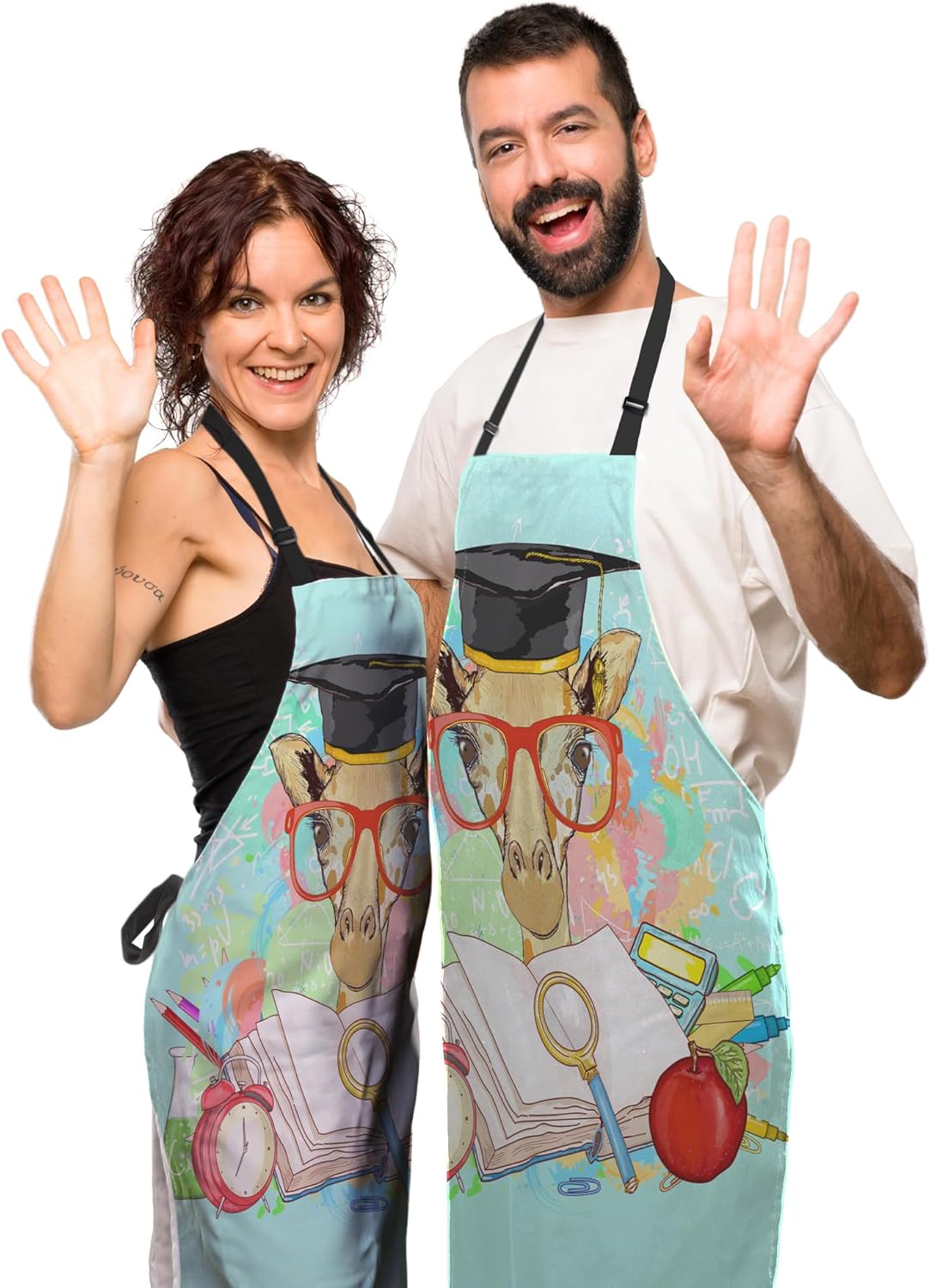 Kitchen Apron for Women Animals Students Giraffe Cooking Aprons for Men for Cooking Restaurant BBQ Painting Crafting Gardening 27” (W) x 31” (H), Waterproof Apron