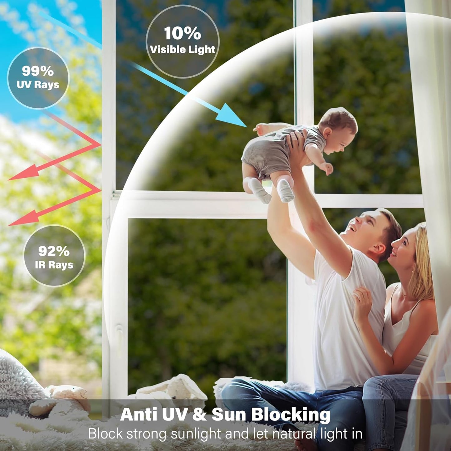 Kromapolis One Way Window Privacy Film Reflective Mirror Home Window Tint, Daytime Privacy Heat Control Anti UV Glass Tinting Static Cling (Black-Silver, 29.5 x 78.7 inch)