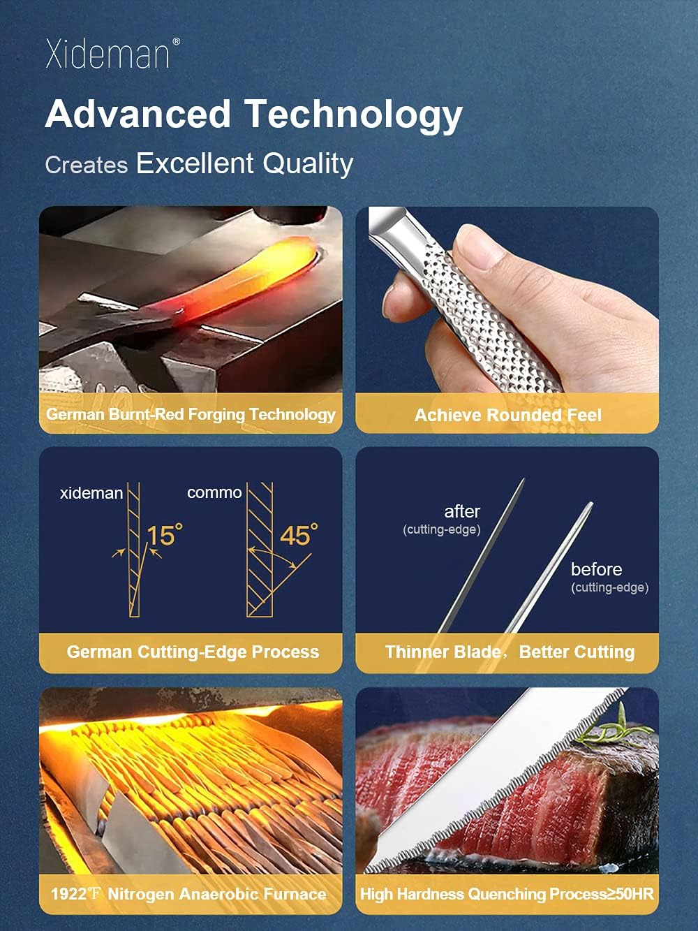 16-Piece Modern Hammered Cutlery Set with Ultra Sharp 2-in-1 Serrated Knife, 18/10 Stainless Steel Silverware Flatware Set Service for 4, Tableware Utensil, Forks Spoons Knives Set