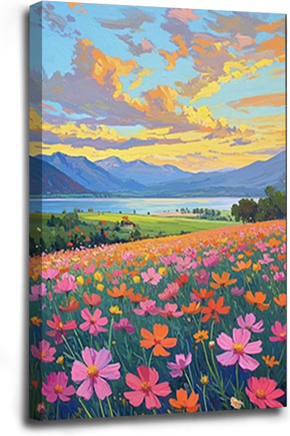 Colorful wildflowers field scenery poster artwork wall decoration wildflowers everywhere wall painting suitable for bedroom home office