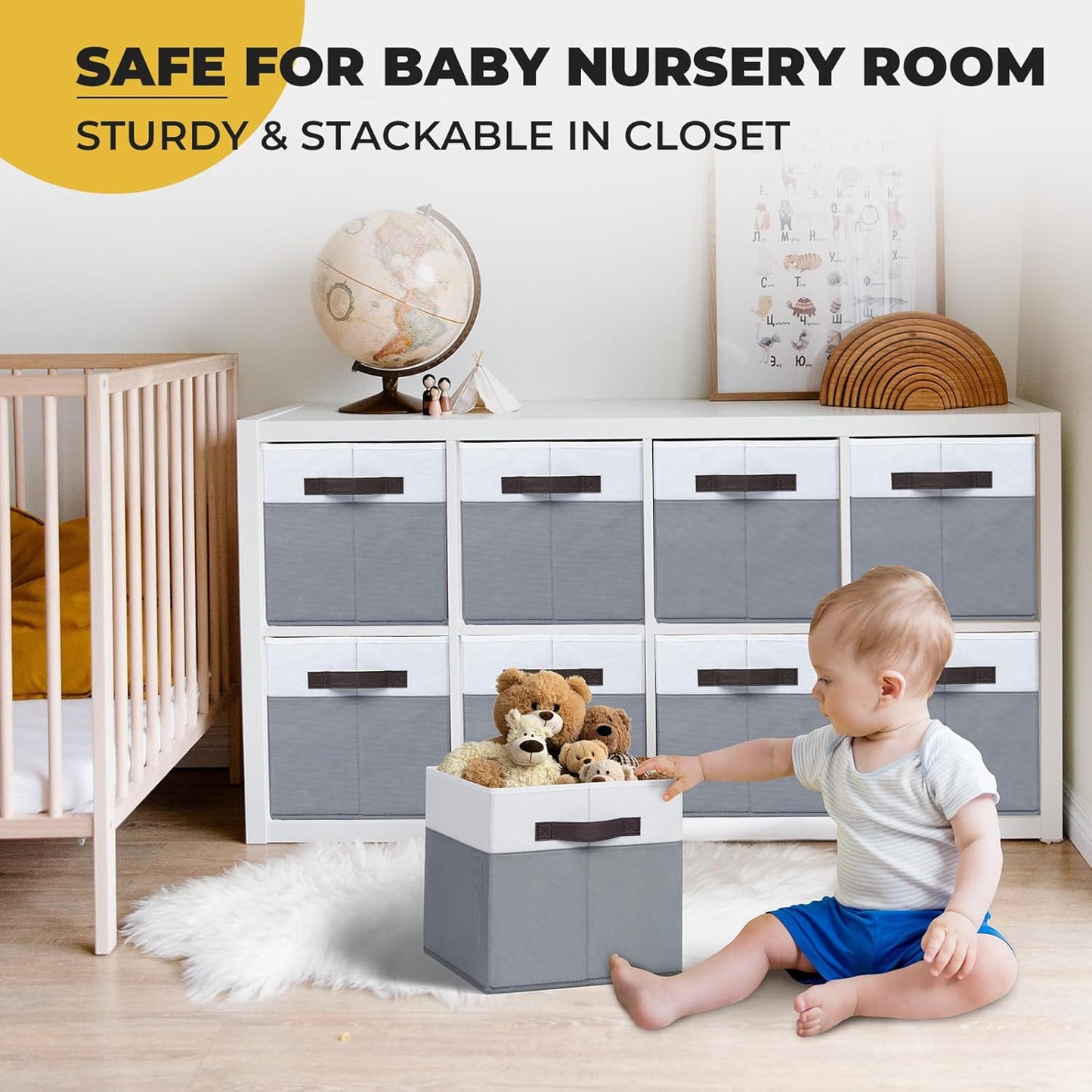 Criusia Large Storage Cubes -6 Set Closet Organizers Bins for Clothes -13 inch Fabric Storage Baskets for Shelves, Cube Organizer/ Toy Storage Organizer/ Dorm Room Essentials/ House warming Gift