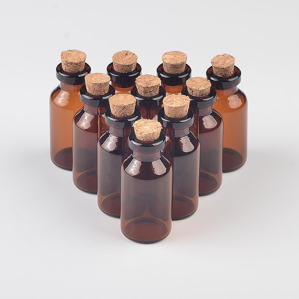 5ml Amber Glass Vials with Cork Empty Brown Tiny Glass Jars Mini Glass Bottles Vials Jars Containers 50units (50, 5ML)