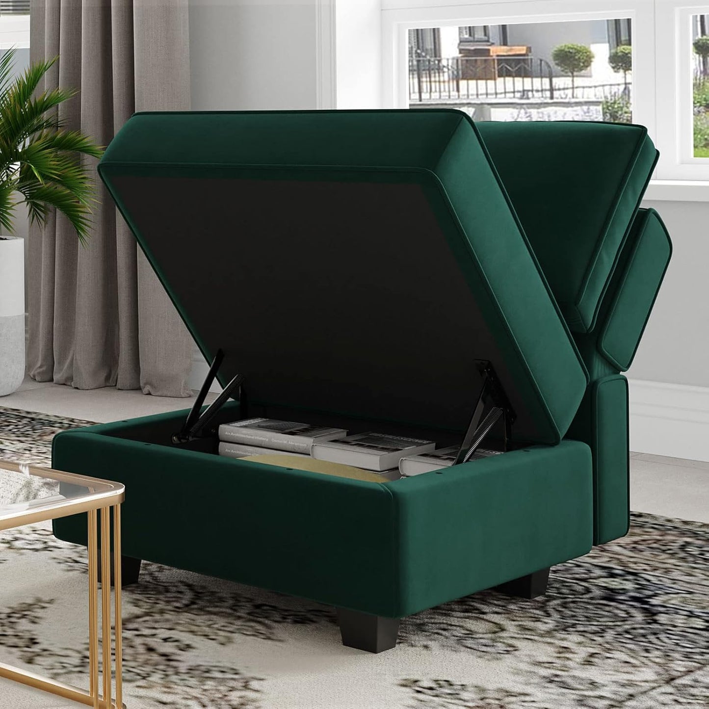 Belffin Modular Sectional Sofa with Double Chaise Velvet U Shaped Sofa Reversible Sectional Couch with Storage Green