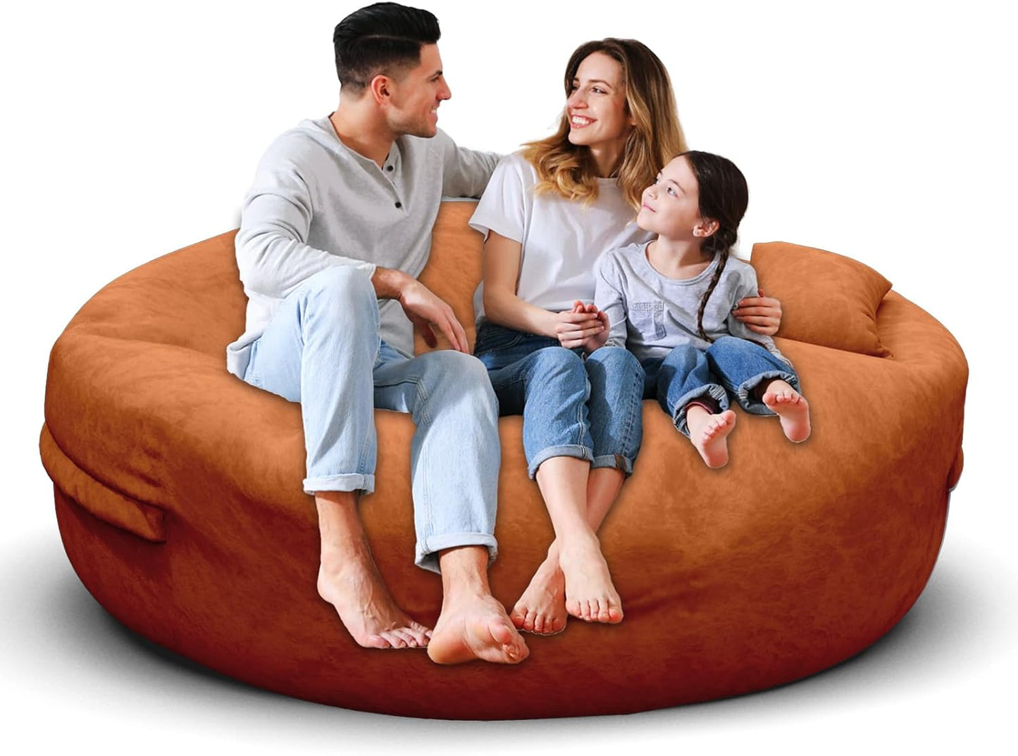 Bean Bag Chair for Adults 5FT,Soft Removable Cover for Teens/Girls Bedroom,Fluffy Giant Round Floor Beanbag Lounger Chairs (No Filler,Orange)